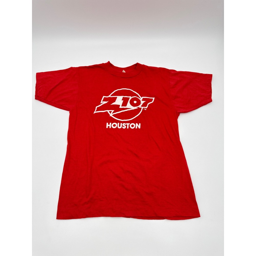 Vintage Z107 Houston Radio Station T-Shirt Red Size L 50/50